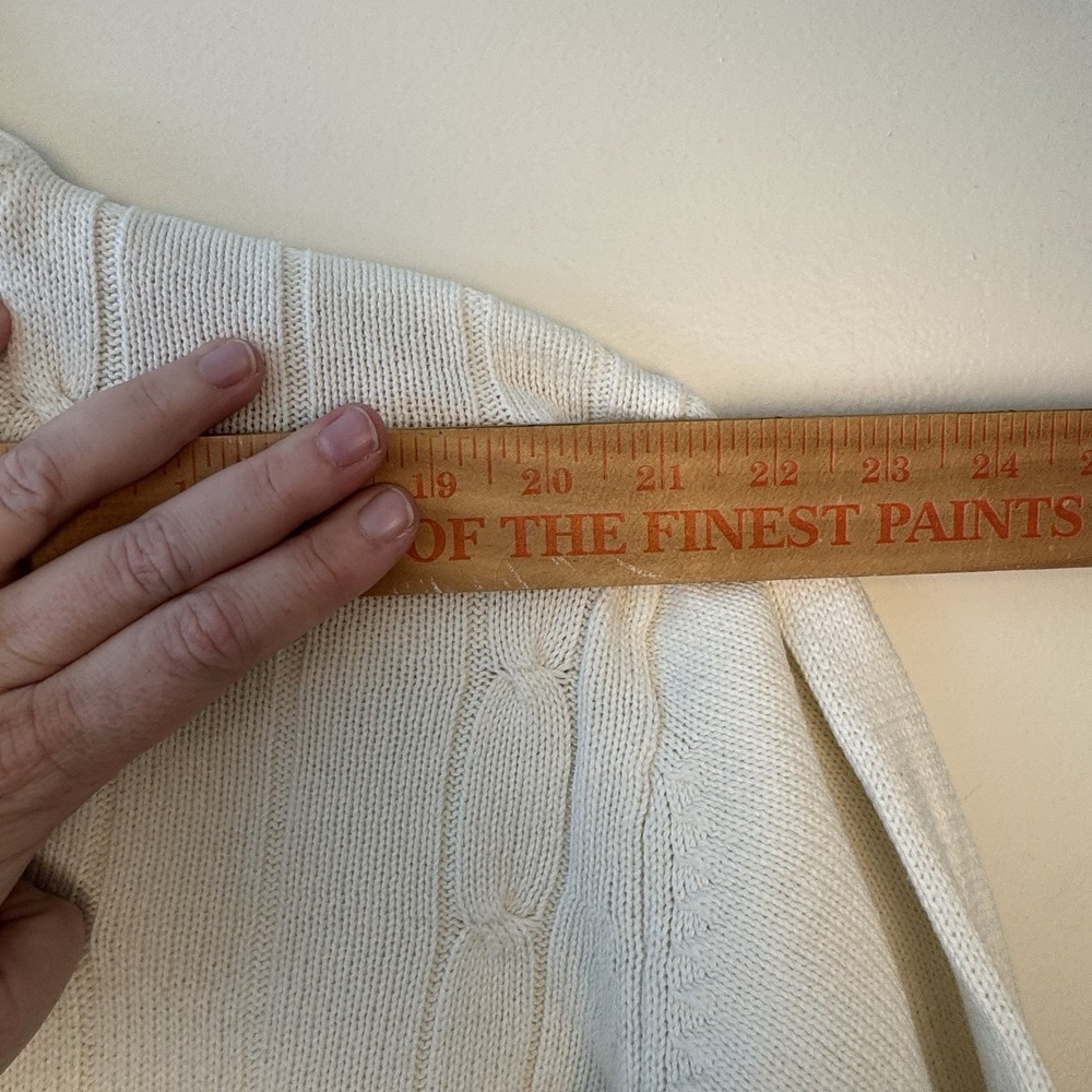 Vintage Oscar De La Renta Cream White Cable Knit Sweater Men's Large 100% Cotton - Picture 9 of 9